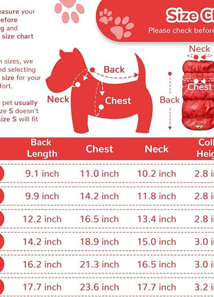Winter Warm Dog Jacket for Small Medium Dogs Cat Cold Weather Coats with Harness Paded Dog Fleece Vest Waterproof Windproof Dogs Snow Jacket Pet Puppy Clothes (Red,S)