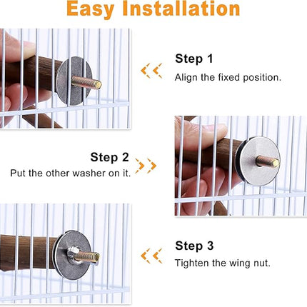 Bird Perch Stand Toy, Natural Grapevine Wood Parrot Perch Bird Cage Branch Accessories for Parakeets Cockatiels Conures Macaws Finches Love Birds(9.8" Length)