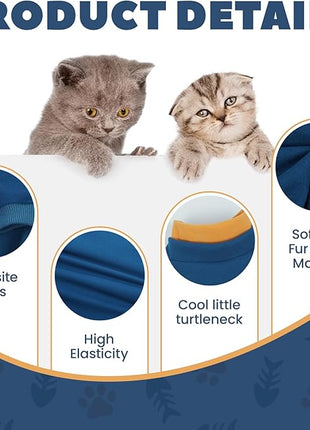 Cat Hair Sticky Onesie, Prevent Hair Loss Cat Pajamas, Long Sleeves Anti-Licking & Skin Disease Recovery Suit for Cats, Sphynx Clothes Costumes Outfits for Pet