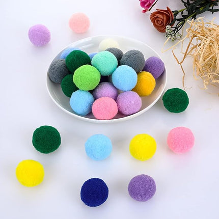 Large Cat Toy Balls, Soft Cat Balls 1Inch Kitten Pom poms Ball Cat Play Toy (50 Pcs)