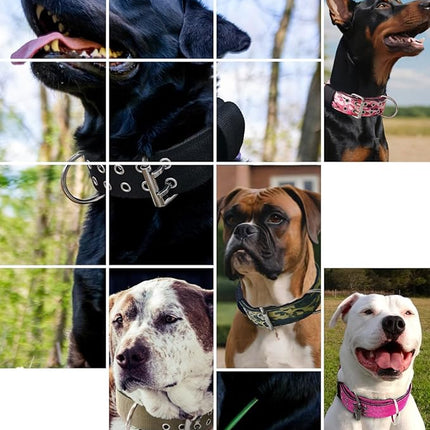 Dog Collar for Large Dogs - 2" Wide Tactical Collars with Handle for Extra Large Breed Dogs, Military Heavy Duty 1/3" Thick Nylon Pet Collar Camo Pink M