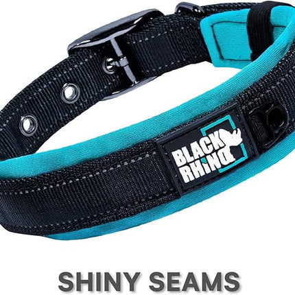 Black Rhino - The Comfort Collar Ultra Soft Neoprene Padded Dog Collar for All Breeds, Dog Collars for Large Dogs - Heavy Duty Adjustable Reflective Weatherproof (XLarge, Blue/Grey)