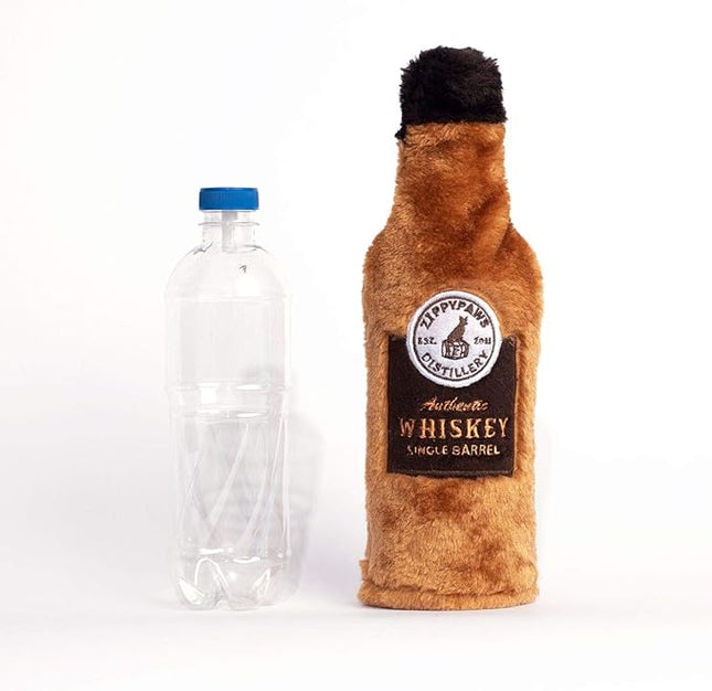 ZippyPaws Happy Hour Crusherz- Interactive Dog Toys to Keep Them Busy, Squeaky Plush Pet Toy for All Breeds, for Small, Medium, & Large Dogs, Drink Themed Crinkle Water Bottle Toy- Whiskey