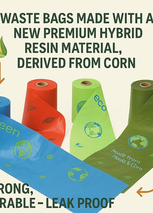 BioBase Pet Poop Bags - 8 Rolls, 96 Bags - 13 Inch x 9 Inch