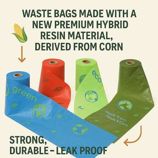 BioBase Pet Poop Bags - 8 Rolls, 96 Bags - 13 Inch x 9 Inch