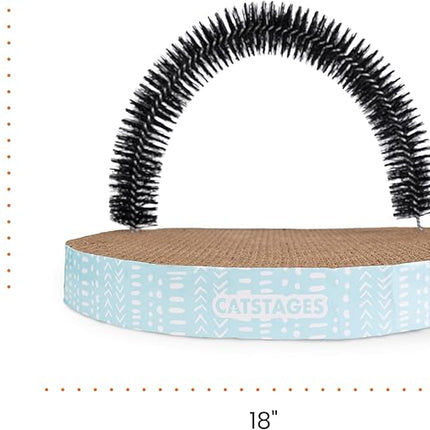 Catstages Scratch & Groom Cat Scratcher with Removable Curved Brush for Self-Grooming Station, Orange