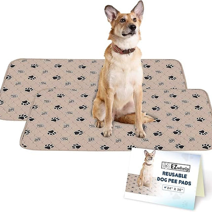 EZwhelp Reusable Dog Pee Pads, Washable Waterproof Mats for Potty Training or Whelping Pads, Puppy Pad with Rounded Corners, 24x36 Inch, 2 Pack