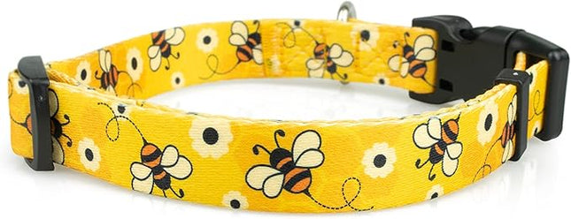 Limeloot Bees Dog Collar, Adjustable Dog Collar for Male and Female Dogs, Medium