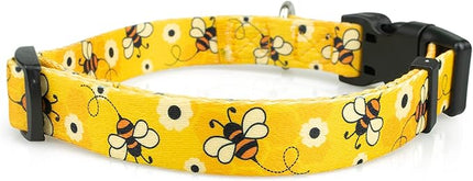 Limeloot Bees Dog Collar, Adjustable Dog Collar for Male and Female Dogs, Large