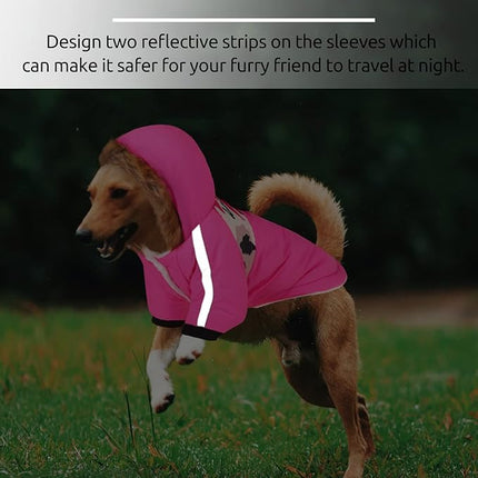 Queenmore Warm Dog Winter Coat, Cold Weather Waterproof Snow Jacket with Reflective Hoodie, Long Sleeves for Small to Large Dogs