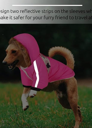 Queenmore Warm Dog Winter Coat, Cold Weather Waterproof Snow Jacket with Reflective Hoodie, Long Sleeves for Small to Large Dogs