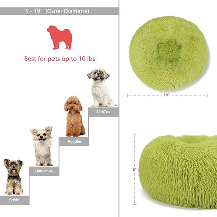 Calming Small Dog Bed - Anti-Anxiety, Machine Washable, Fluffy Luxury, Anti-Slip, Waterproof, Warming, Cozy Soft, Round
