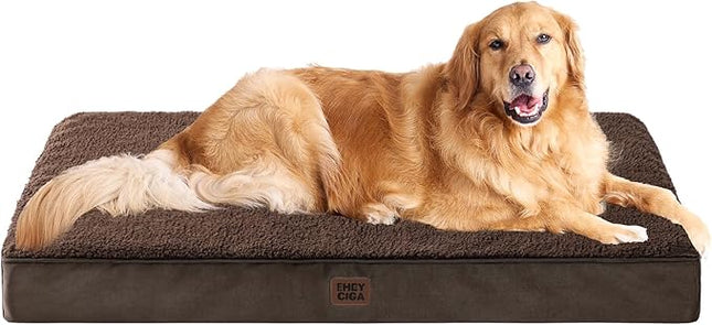 EHEYCIGA Orthopedic XL Dog Beds for Extra Large Dogs with Removable Washable Cover, Brown, 44x32