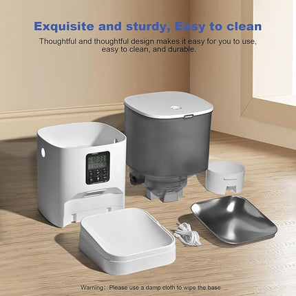 Automatic Cat Feeder, 6L Cat Food Dispenser with 10s Voice Recorder, Pet Feeder up to 8 Meals per Day, Timed Feeder with Dry Food Sealed Ring