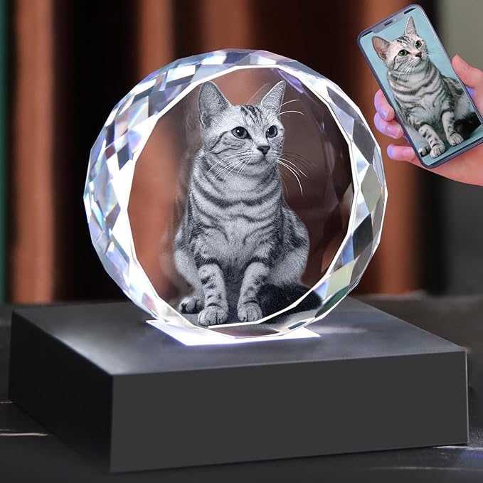 Pet Memorial Gifts for Dogs,Cats,Personalized 3D Crystal Photo,Custom 3D Pictures,Dog Memorial Gift,3D Laser Etched Picture, Customized Gifts,Personalized Photo Gifts