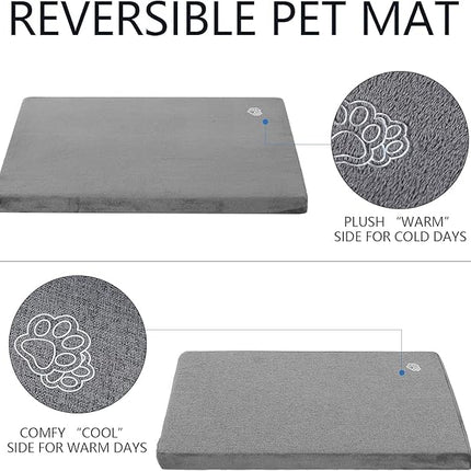 EMPSIGN Stylish Dog Bed Mat Dog Crate Pad Mattress Reversible (Cool & Warm), Water Proof Linings, Removable Machine Washable Cover, Firm Support Pet Crate Bed for Small to XX-Large Dogs, Grey
