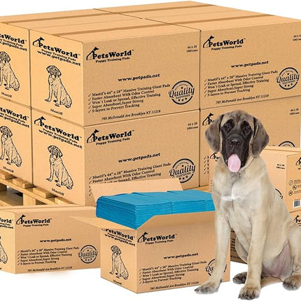 PETSWORLD 2XL Puppy Pads, 28x44 Inch, 1200 Count| Ultra-Absorbent, Leak-Proof Dog Pee Pads for Potty Training