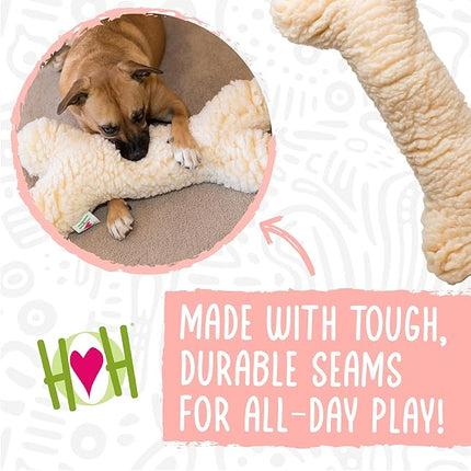 HuggleHounds Plush Bone Dog Toy - Dog Fuzzy Bone Toy, Fuzzy Soft Fleece, Durable Stuffed Dog Toy for Large Breeds, Puppies, Faux Sheepskin - 12" HuggleFleece Bones (3 Pack)