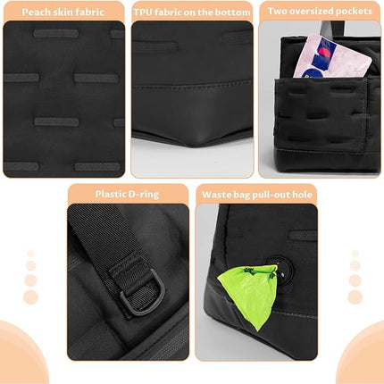 Petsfit Small Dog Purse Carrier, Portable Pet Carrier Tote Cat Carrier with Adjustable Safety Leashs, Pocket, Poop Dispenser, Waterproof TPU Bottom, Black