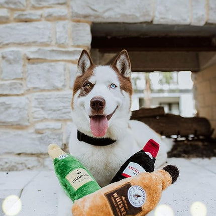 ZippyPaws Happy Hour Crusherz- Interactive Dog Toys to Keep Them Busy, Squeaky Plush Toy for All Breeds, Gift for Small, Medium, & Large Dogs, Drink Themed Crinkle Water Bottle Toy- 3-Pack of Spirits