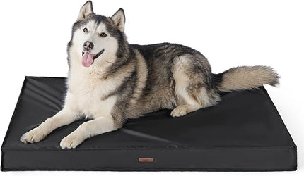 LE SURE Outdoor Waterproof Dog Bed for Extra Large Dogs, Orthopedic Egg Crate Foam Pet Bed with Oxford Fabric Surface and Removable and Durable Cover, Machine Washable, 48''x30'', Black
