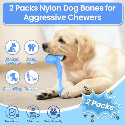 WinTour Indestructible Dog Bones for Aggressive Chewers, Tough Dog Toys for Aggressive Chewers, Durable Chew Toys for Medium & Large Breed, Heavy Duty, Strong & Indestructible Bones for Super Chewers