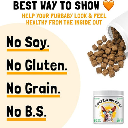 LEGITPET Turmeric Curcumin Hip & Joint Supplement for Dogs – Supports Mobility, Comfort & Overall Wellness – with Collagen & BioPerine – 30 Chews