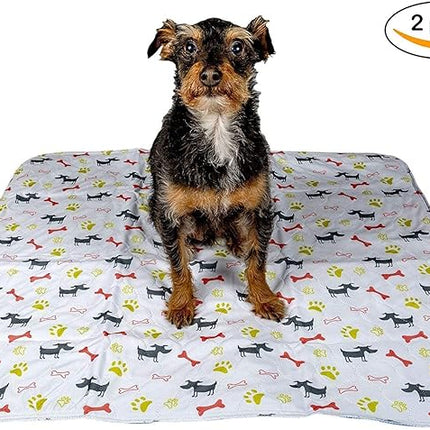 Washable Dog Training Pee Pads 2-Pack Large, Reusable Cloth for House Playpen Floor Waterproof, Leakproof for Whelping, Potty, and Crate Liner