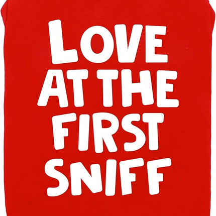 Fitwarm Love at The First Sniff Shirt, Valentines Outfit, Summer Clothes for Small Dogs Boy Girl, Funny Tshirt, Lightweight Breathable Cotton, Pet Cat Outfit, Red, XL