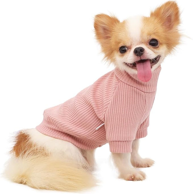 LOPHIPETS Small Dog Turtleneck Sweaters for Teacup Chihuahua Yorkie Puppy Cat Clothes-Pink/S