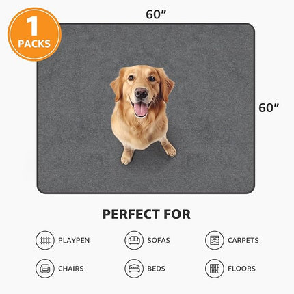 Washable Pee Pads for Dogs, 60x60 Reusable Whelping Pads, Absorb Dog Mats Non-Slip Puppy Training Pads for Whelping, Potty, Training, Playpen, Crate