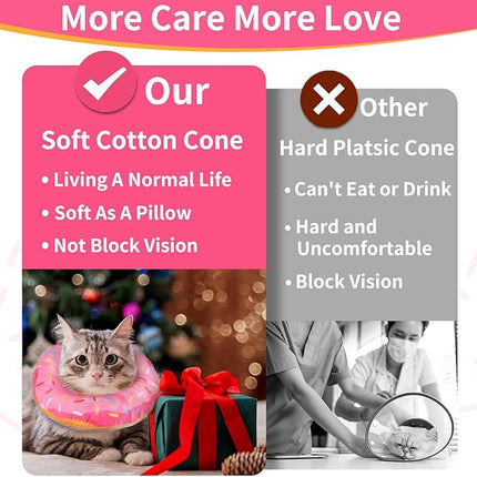 Cat Cone Collar Soft, Cat Recovery Collar for Wound Healing Cute Donut Adjustable Kitten Cones to Stop Licking Comfortable Lightweight Neck Elizabethan Collars for Kittens After Surgery
