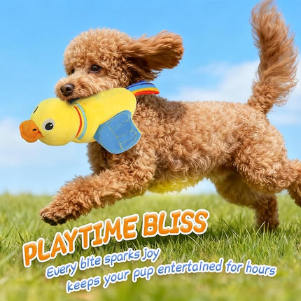 Squeaky Dog Toys, Duck Plush Toy with Crinkle & Squeaker - Puppy Toys to Keep Them Busy, Interactive Chew for Small Medium Dogs