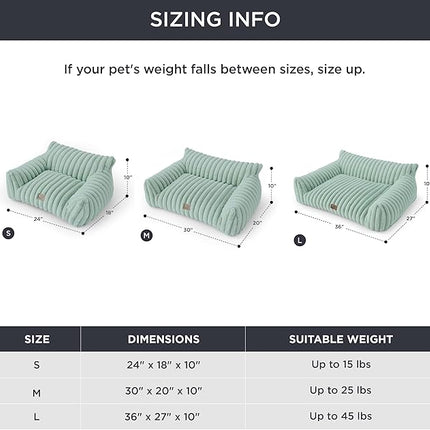 Bedsure Cute Cat Couch for Pets - Fluffy Small Dog Sofa with Premium Soft Corduroy Fleece, Pet Sofa with Removable Washable Cover, Supportive Dog Couch Bed for Small Medium Dogs, 30inch, Garden Green