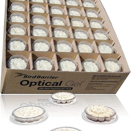 Bird Barrier Optical Gel Bird Deterrent – 200 Pack All-Natural Bird Gel – Deters Most Species Including Pigeons, Woodpeckers, Gulls, Crows, Starlings – Ideal for Ledges, Balconies, Signs, Equipment