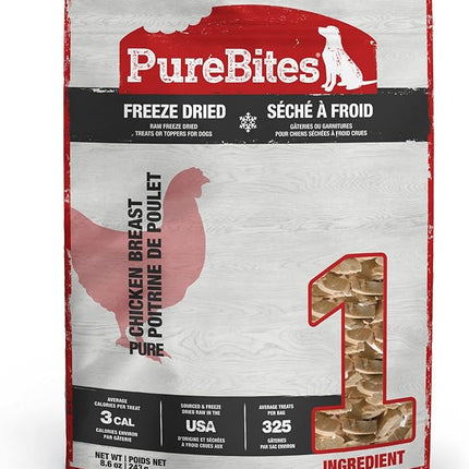 PureBites Chicken Freeze Dried Dog Treats, 1 Ingredient, Made in USA, 8.6oz