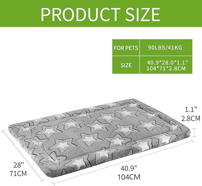 EMPSIGN Dog Crate Pad - Reversible Kennel Mat (Cool & Warm), Machine Washable, Cozy Star Pattern Sleeping Pad for Small Medium Large Dogs, All-Season Pet Bed, Suitable for 42"x28" Dog Crate, Grey