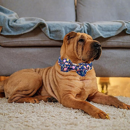 Lionheart glory Dog Bow Collar Dinosaurs Pattern Cute Collars for X-Small Dogs,Soft Duty Adjustable Dog Collar with Bowtie Spring Summer Puppy Collars Bows Pet Gift