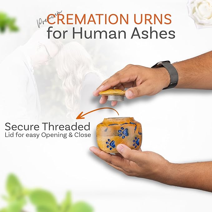INTAJ Wooden Pet Urns for Dogs/Cats Ashes - Blue Resin Paws & Lichtenburg Design - Keepsake Cremation Urn Box, Pet Memorial Wooden Urns for Ashes, Small to Large Sizes (Odyssey, Small)