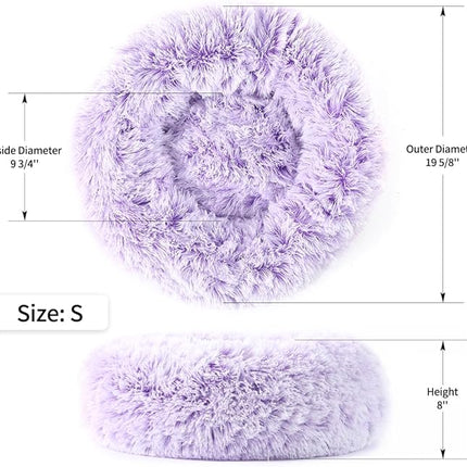 NOYAL Calming Donut Dog Bed for Small to Medium Dogs & Cats - Plush Faux Fur Anti-Anxiety Pet Bed with Machine Washable Cover & Non-Slip Base