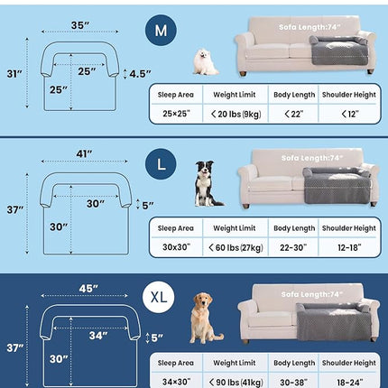 XL Cooling Dog Bed – 45 x 37 inch Waterproof Couch Cover for Dogs Washable, Non-Slip Bottom Self Cooling Mat for Dogs, Durable & Non-Gel, Dog Couch Bed for Sofa Floor Car, Cooling Grey