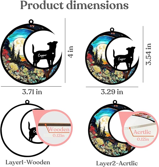 Dog Memorial Suncatcher, Personalized Pet Breeds with Name Date, Stained Glass Light Catcher, Dog Memorials & Funerary Gifts