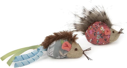Petlinks (2 Count) HappyNip Mohawk Mice Cat Toys, Contains Silvervine & Catnip - Blue/Pink, 2 Count