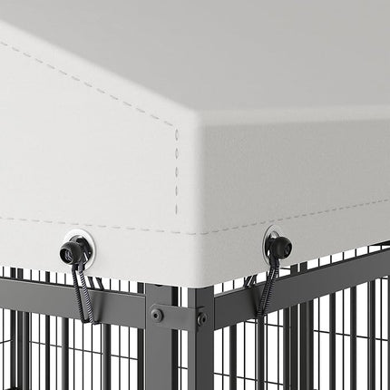 Large Outdoor Dog Kennel with Roof, 9.62’ x 9.35’ x 6.18’ Metal Pet Enclosure, UV & Weatherproof, Spacious Dog Run with Adjustable Feeders Suitable for Dogs, Chickens, Rabbits & More