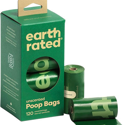 Earth Rated Poop Bags for Dogs Guaranteed Leak Proof and Extra Thick Waste Bag Refill Rolls, Unscented, 120 Bags