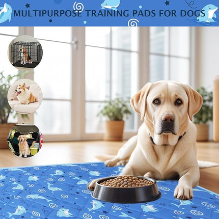 IEUUMLER Washable Pee Pads for Dogs, 2 Pack Non-Slip & Waterproof Pack Whelping Pad, Reusable Washable Puppy Potty Training Pad with Fast Absorbent for Playpen EU007 (Dolphin, 30"X20"-2pcs)
