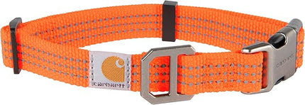 Carhartt Fully Adjustable Nylon Webbing Collars for Dogs, Reflective Stitching for Visibility, Hunter Orange (Nylon Webbing), Medium