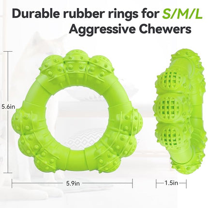 Indestructible Dog Chew Toys for Aggressive Chewers, Super Chewer Toys for Medium Large Dogs, Interactive Ring Toy, Heavy Duty Teething Toys