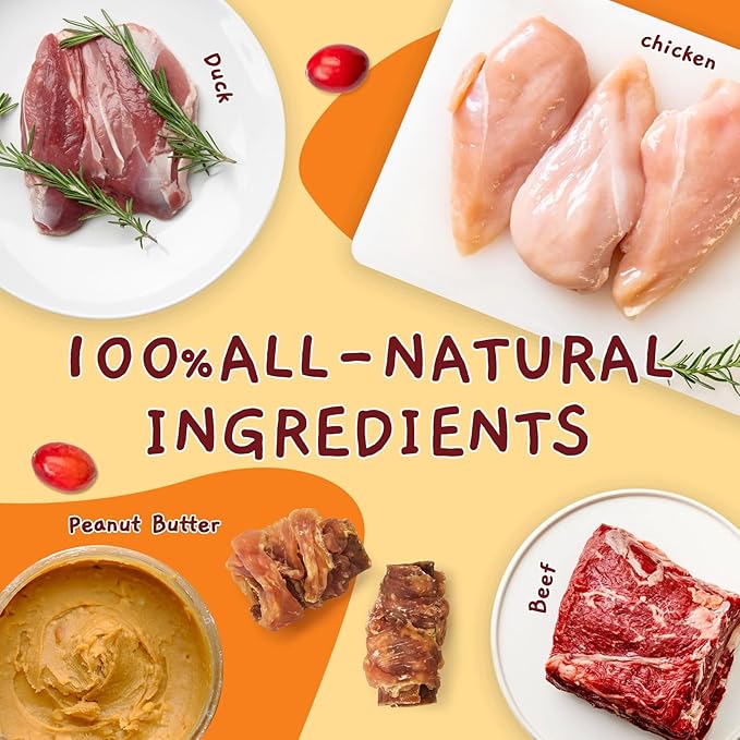 Jungle Calling Multi Flavor Rolls Dog Treats, Made with Real Chicken Duck Beef Meat, Peanut Butter Flavor Rawhide-Free Dog Snacks, Health Skin and High Protein Dog Treat, 10.6 oz