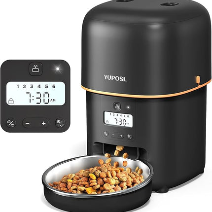 Automatic Cat Feeder - 2L Cat Food Dispenser, Timed Auto Pet Feeder with 180-day Battery Life, 1-6 Meals Per Day, 1-16 Portion, Desiccant Bag Keeps Dry Food Fresh, Also for Small Dogs